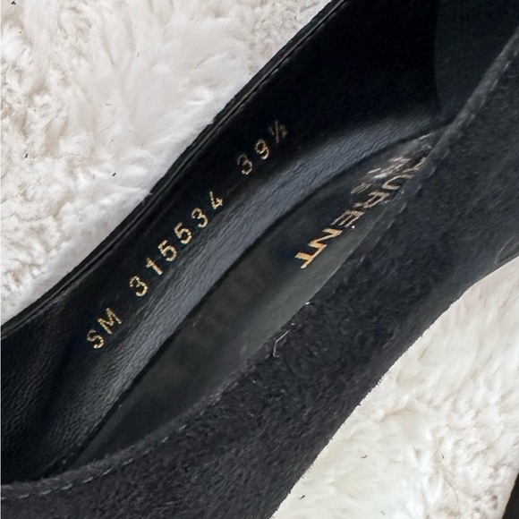 Like New Saint Laurent Black Suede Stiletto Pointed Toe Pumps 39.5 / 8.5 -9.5 US - Picture 10 of 13